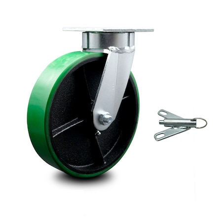 Service Caster 8 Inch Kingpinless Green Poly on Steel Wheel Swivel Caster with Swivel Lock SCC SCC-KP30S820-PUR-GB-BSL